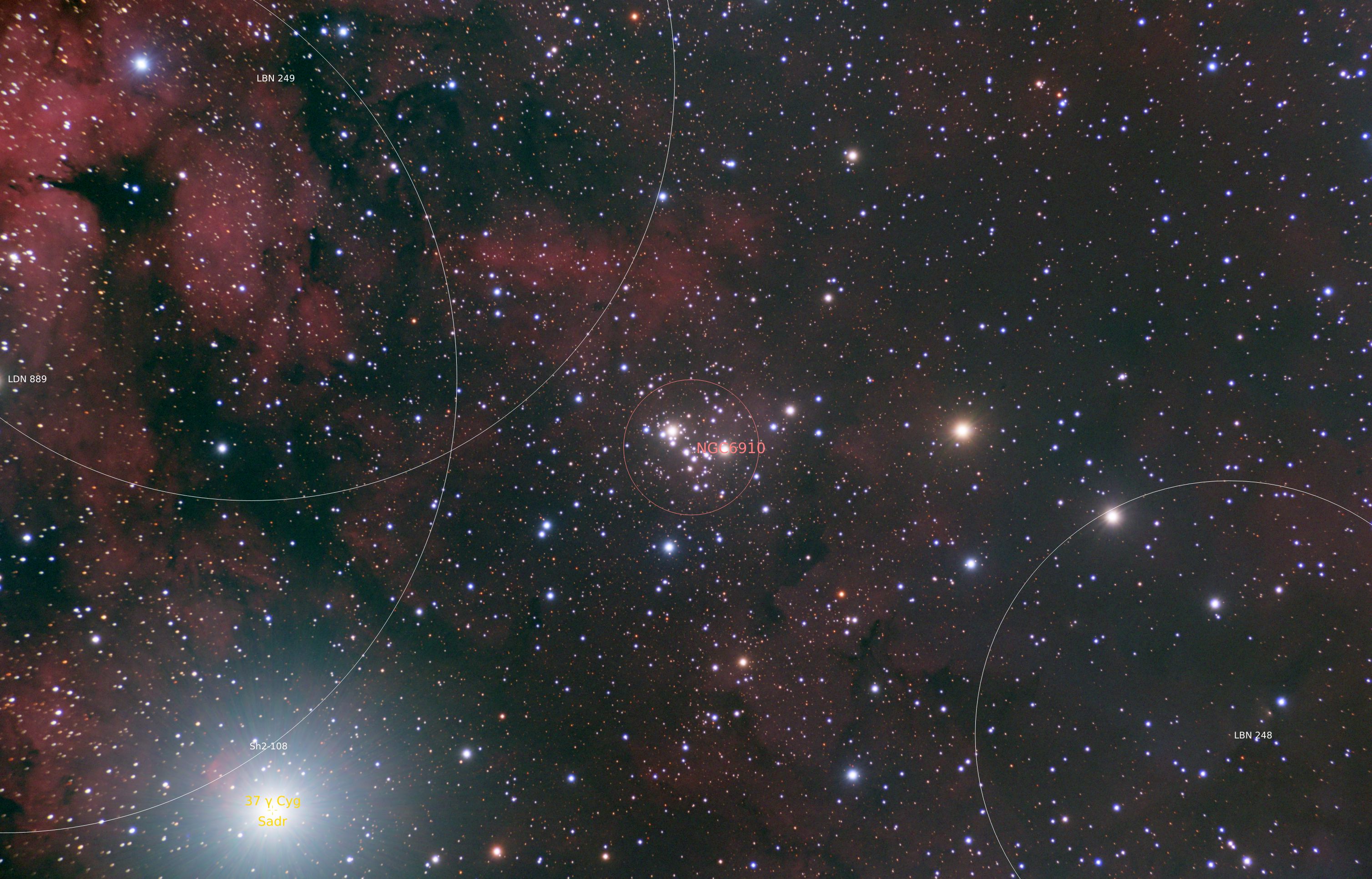 NGC6910 Es127 Zwo2600 102424 Annotated